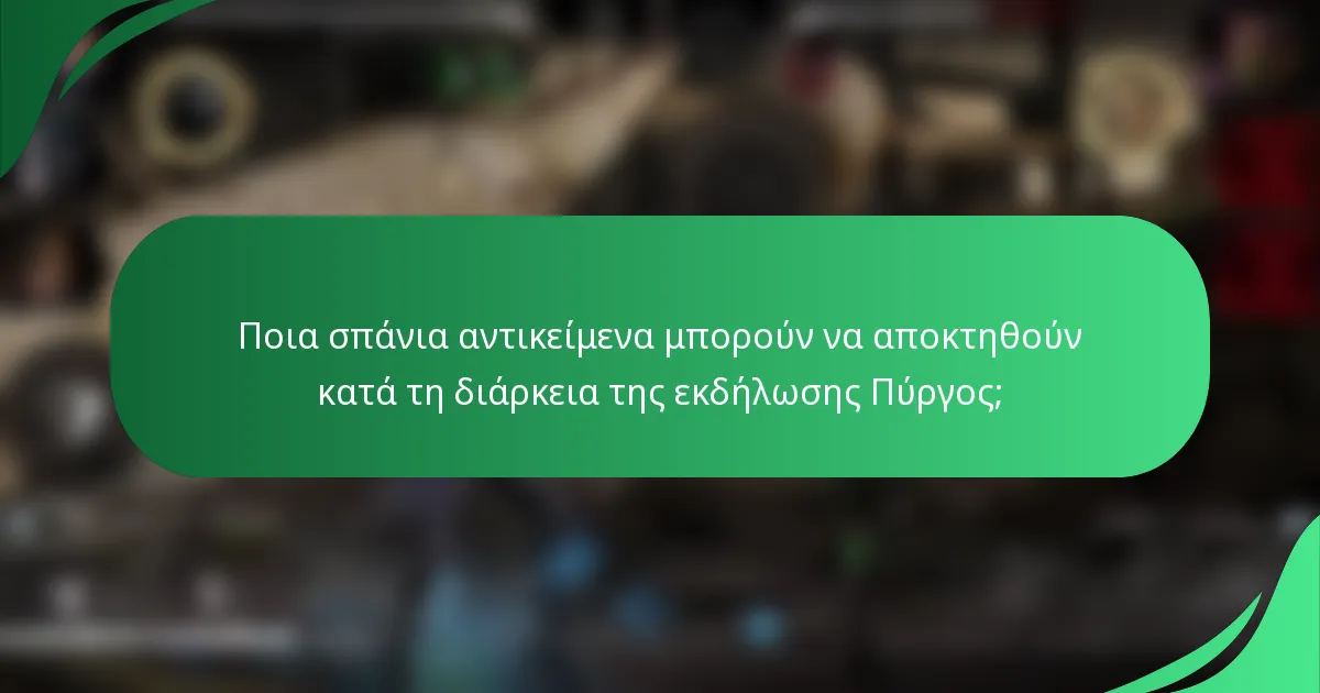 Ποια σπάνια αντικείμενα μπορούν να αποκτηθούν κατά τη διάρκεια της εκδήλωσης Πύργος;